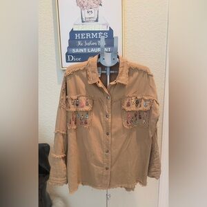 Elan Tan Jean Oversized Jacket